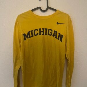 Nike Men's Yellow Michigan Long Sleeve Tee
